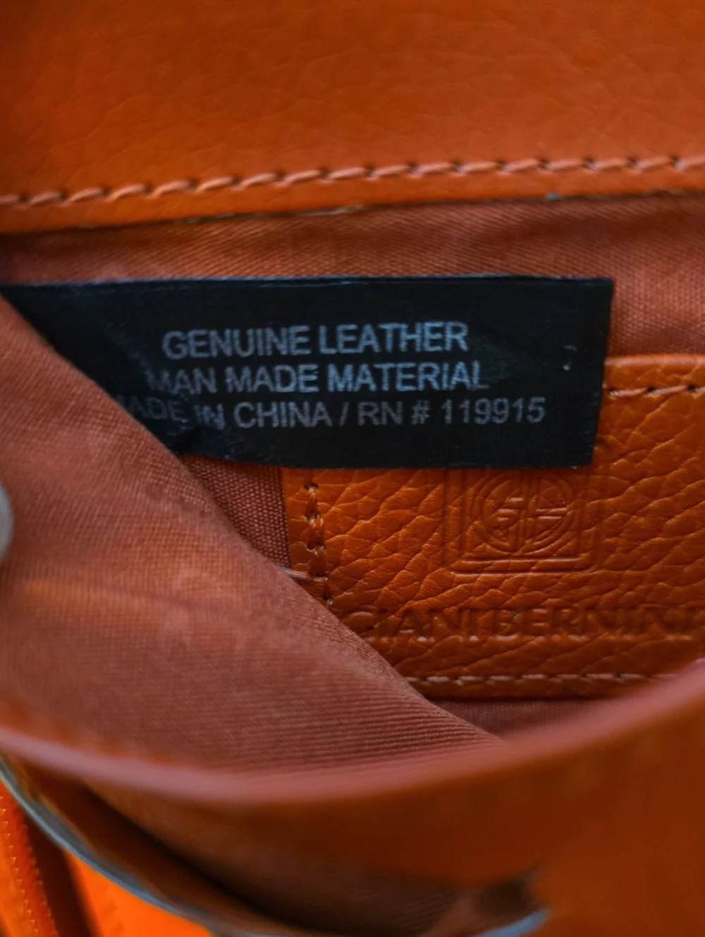 GIani Bernina Brown and Orange Leather Crossbody Bag with Logo Accent